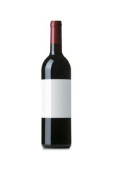 Red Wine on White Background with Blank Label