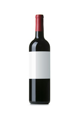 Red Wine on White Background with Blank Label