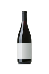 Red Wine on White Background with Blank Label