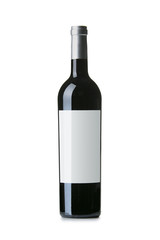 Red Wine on White Background with Blank Label