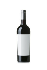 Red Wine on White Background with Blank Label