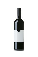 Red Wine on White Background with Blank Label