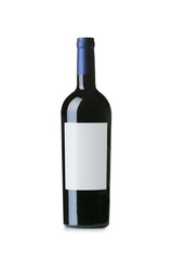 Red Wine on White Background with Blank Label