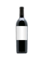 Red Wine on White Background with Blank Label