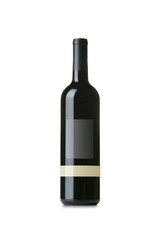 Red Wine on White Background with Blank Label