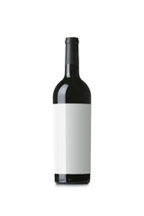 Red Wine on White Background with Blank Label