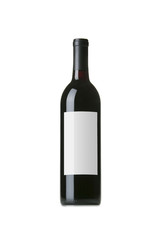 Red Wine on White Background with Blank Label