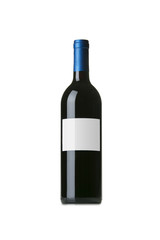 Red Wine on White Background with Blank Label