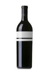Red Wine on White Background with Blank Label