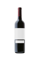 Red Wine on White Background with Blank Label