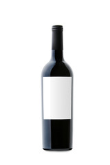 Red Wine on White Background with Blank Label