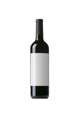 Red Wine on White Background with Blank Label