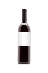 Red Wine on White Background with Blank Label