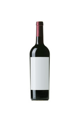 Red Wine on White Background with Blank Label