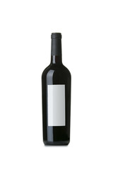 Red Wine on White Background with Blank Label