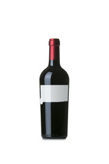 Red Wine on White Background with Blank Label