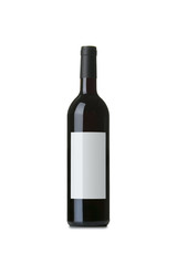 Red Wine on White Background with Blank Label