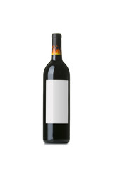 Red Wine on White Background with Blank Label