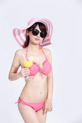Fototapeta premium beauty woman wear bikini happily