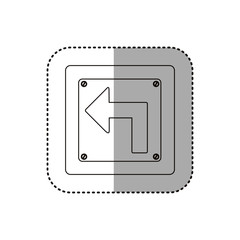 sticker silhouette metallic square frame turn left traffic sign vector illustration