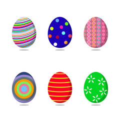 Set of colorful easter eggs on white background. Vector illustration