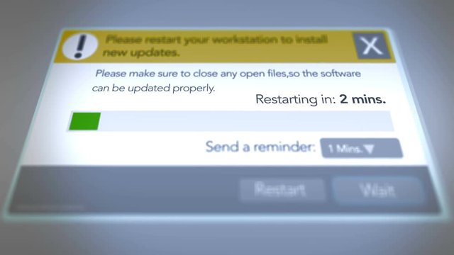  Generic Computer Restart Menu dialog box progress bar