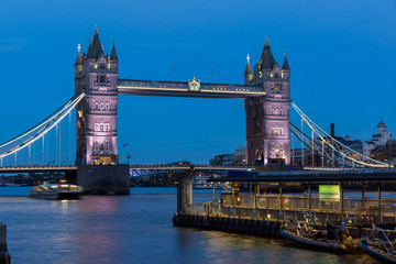 Fototapeta na wymiar LONDON, ENGLAND - JUNE 15 2016: Night photo of Tower Bridge in London, England, Great Britain