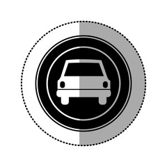 black emblem round front car icon, vector illustration design