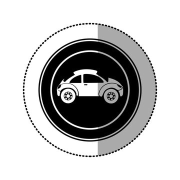 black round emblem side sport car icon, vector illustration design