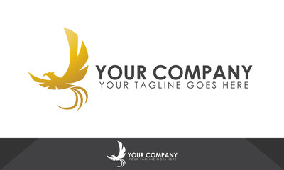 Obraz premium Golden phoenix bird logo design for modern business identity