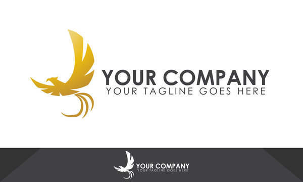 Golden phoenix bird logo design for modern business identity