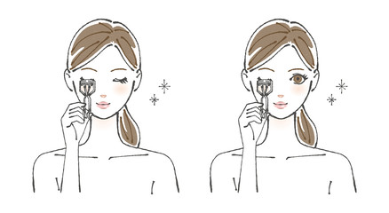 ビューラ―を使う30代前後の女性