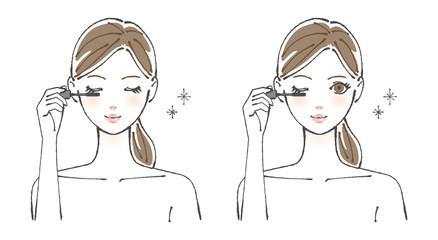 マスカラを塗る30代前後の女性