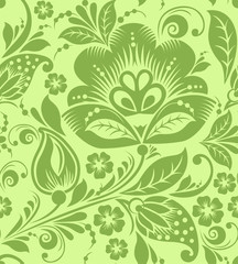 Greenery russian floral seamless pattern texture, vector illustration. Spring 2017 khokhloma style