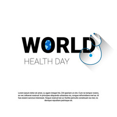 Earth Planet Stethoscope Health World Day Global Holiday Banner With Copy Space Flat Vector Illustration