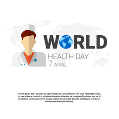 Earth Planet Health World Day Global Holiday Banner With Copy Space Flat Vector Illustration