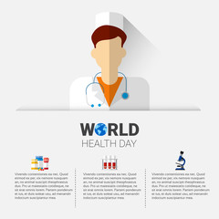 Medical Doctor Health World Day Global Holiday Banner With Copy Space Flat Vector Illustration