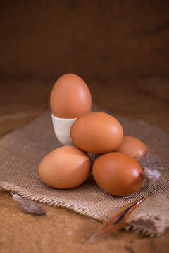 Eggs from farm to the market for raw material to cooking by chef in restaurant.