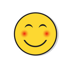 Yellow Smiling Face Shy Positive People Emotion Icon Flat Vector Illustration