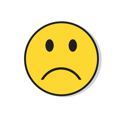 Yellow Sad Face Negative People Emotion Icon Flat Vector Illustration