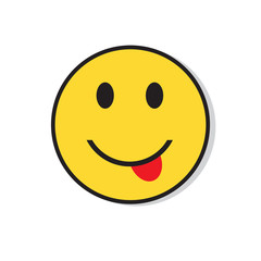 Yellow Smiling Face Positive People Emotion Icon Flat Vector Illustration