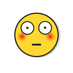 Yellow Sad Face Shocked Negative People Emotion Icon Flat Vector Illustration