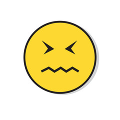 Yellow Sad Face Negative People Emotion Icon Flat Vector Illustration