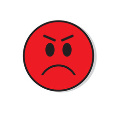 Red Angry Sad Face Negative People Emotion Icon Flat Vector Illustration