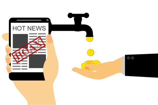 Illustration for Get Earn from Hoax (Fake) News, Isolated on White
