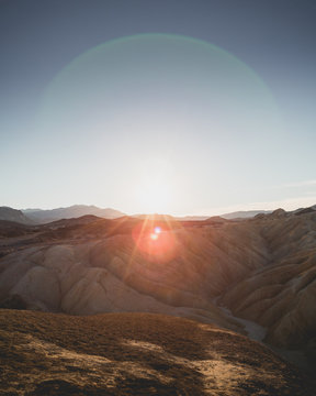 View of sunrise at death valley mountains