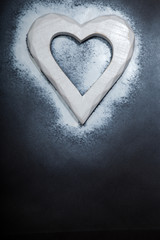 Doughnut on blue wooden table