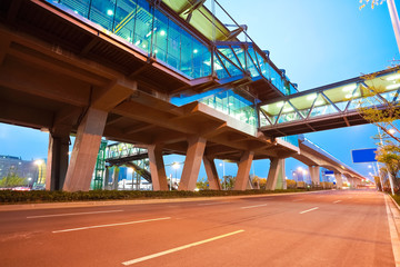 Fototapeta na wymiar City road surface floor with viaduct bridge
