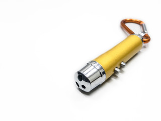 golden laser pointer isolate on white background.