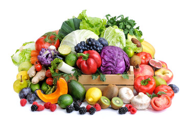Fototapeta na wymiar Mix of fresh fruit , berry , vegetables.Concept of healthy eating.